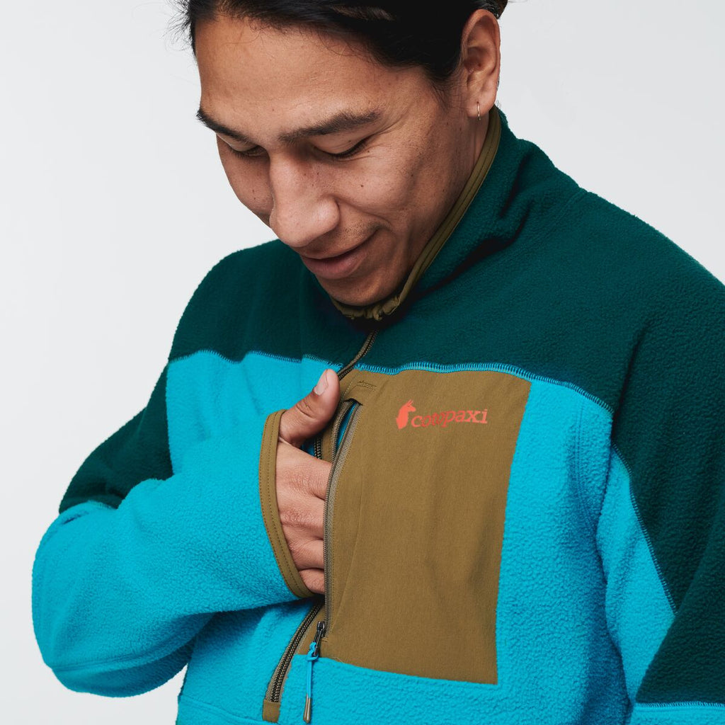Abrazo Half-Zip Fleece Jacket - Men's, Deep Ocean/Mineral Blue, Model Mario