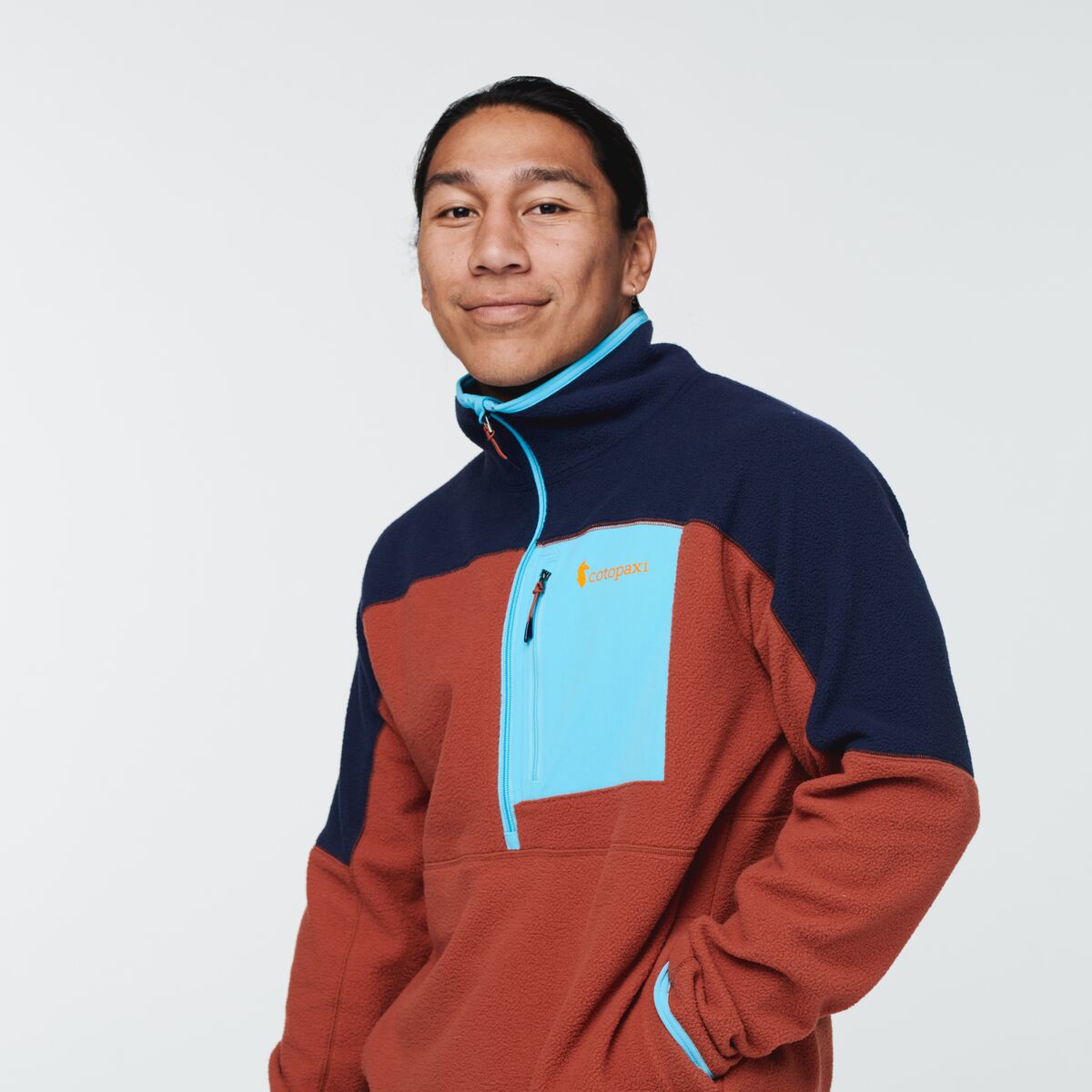 Abrazo Half-Zip Fleece Jacket - Men's, Maritime/Spice, Model Mario