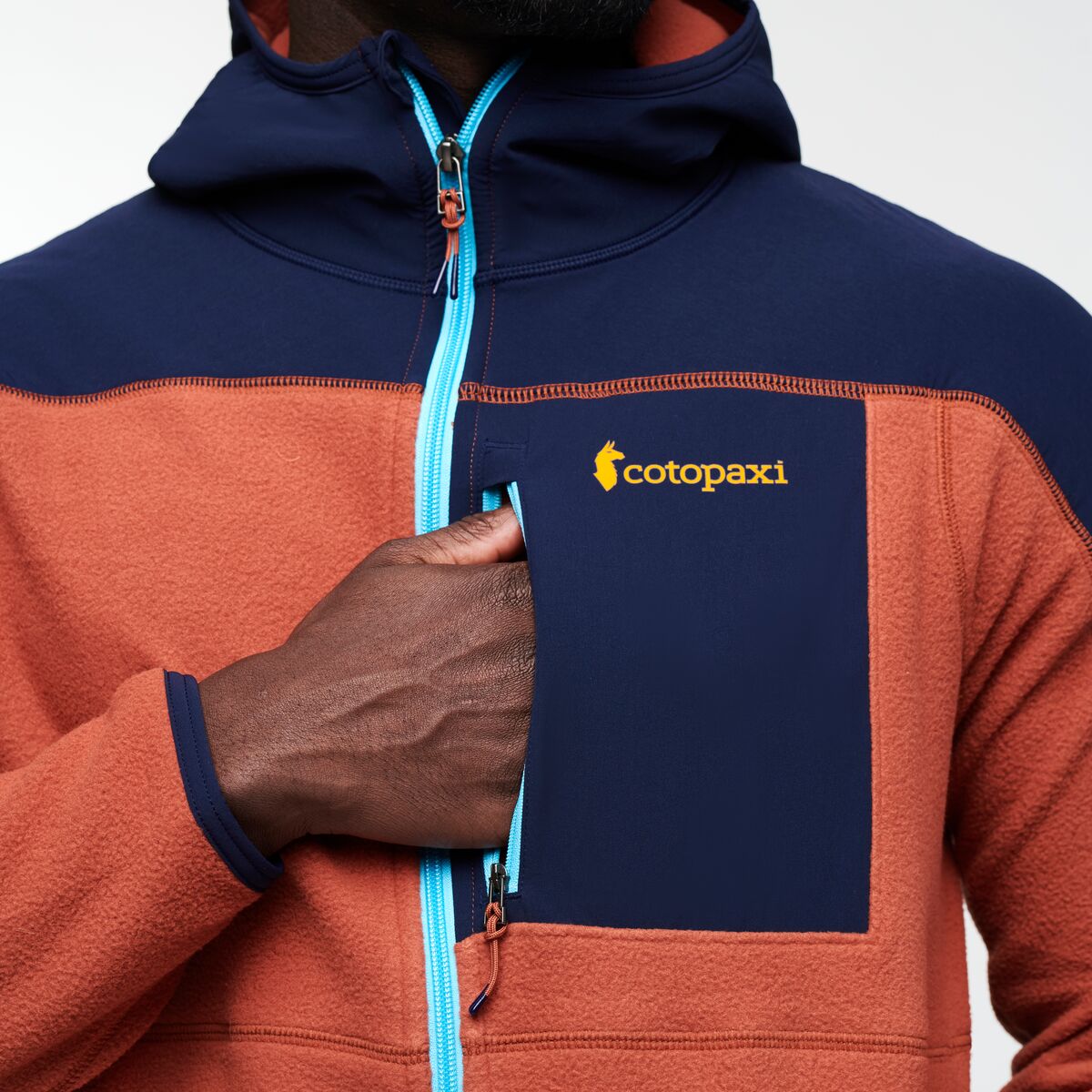 Abrazo Hooded Full-Zip Fleece Jacket - Men's, Maritime/Spice, Model Kirk