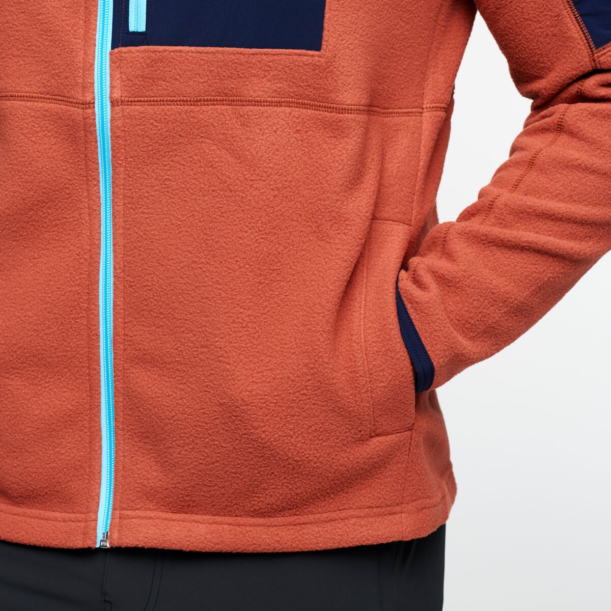 Abrazo Hooded Full-Zip Fleece Jacket - Men's, Maritime/Spice, Model Kirk