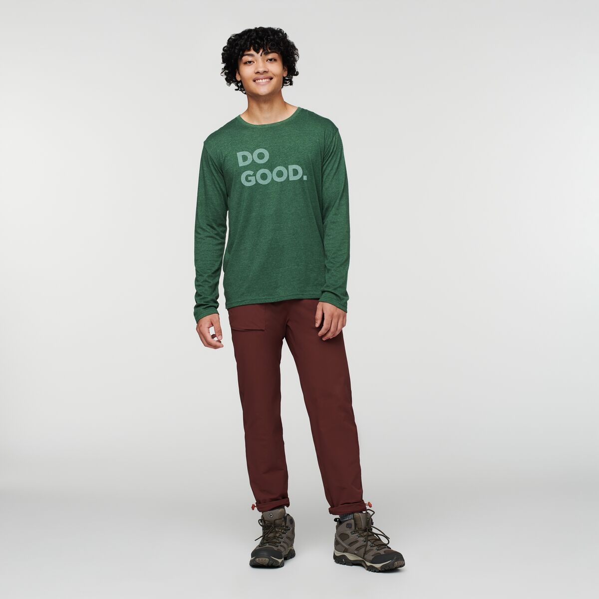 Do Good Long-Sleeve T-Shirt - Men's, Forest, Model Xavier