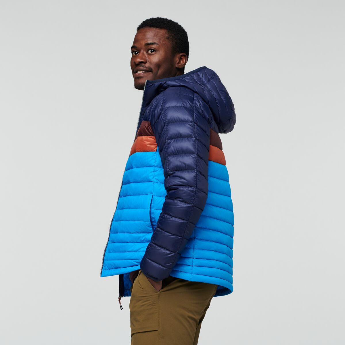 Fuego Down Hooded Jacket - Men's, Maritime/Saltwater, Model Jeremy
