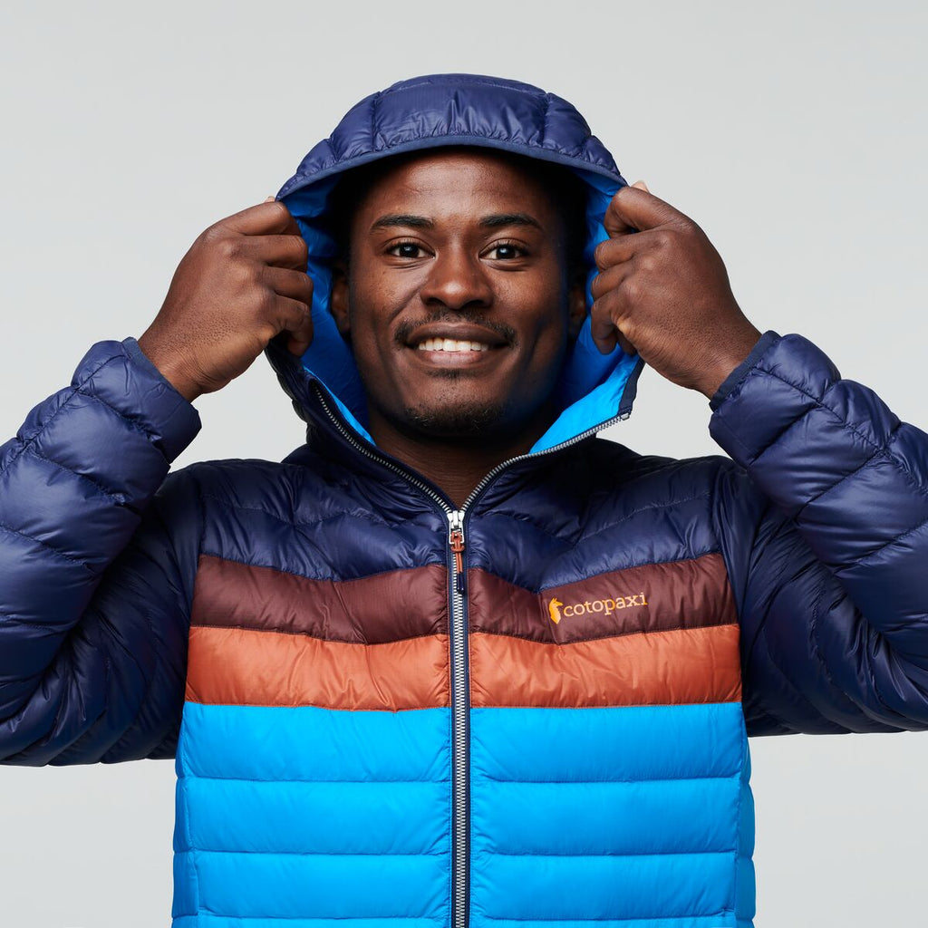 Fuego Down Hooded Jacket - Men's, Maritime/Saltwater, Model Jeremy