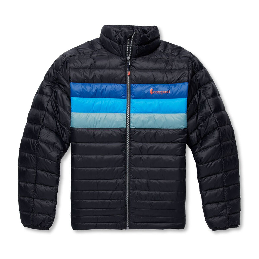 Fuego Down Jacket - Men's, Black/Pacific Stripes
