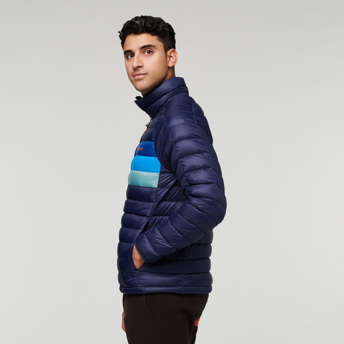 Fuego Down Pullover - Men's, Maritime Stripes, Model Munther