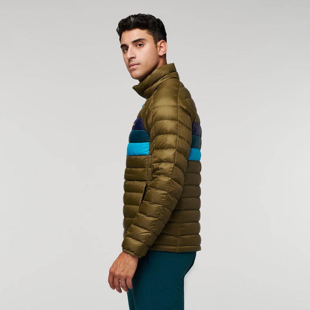 Fuego Down Pullover - Men's, Oak Stripes, Model Munther