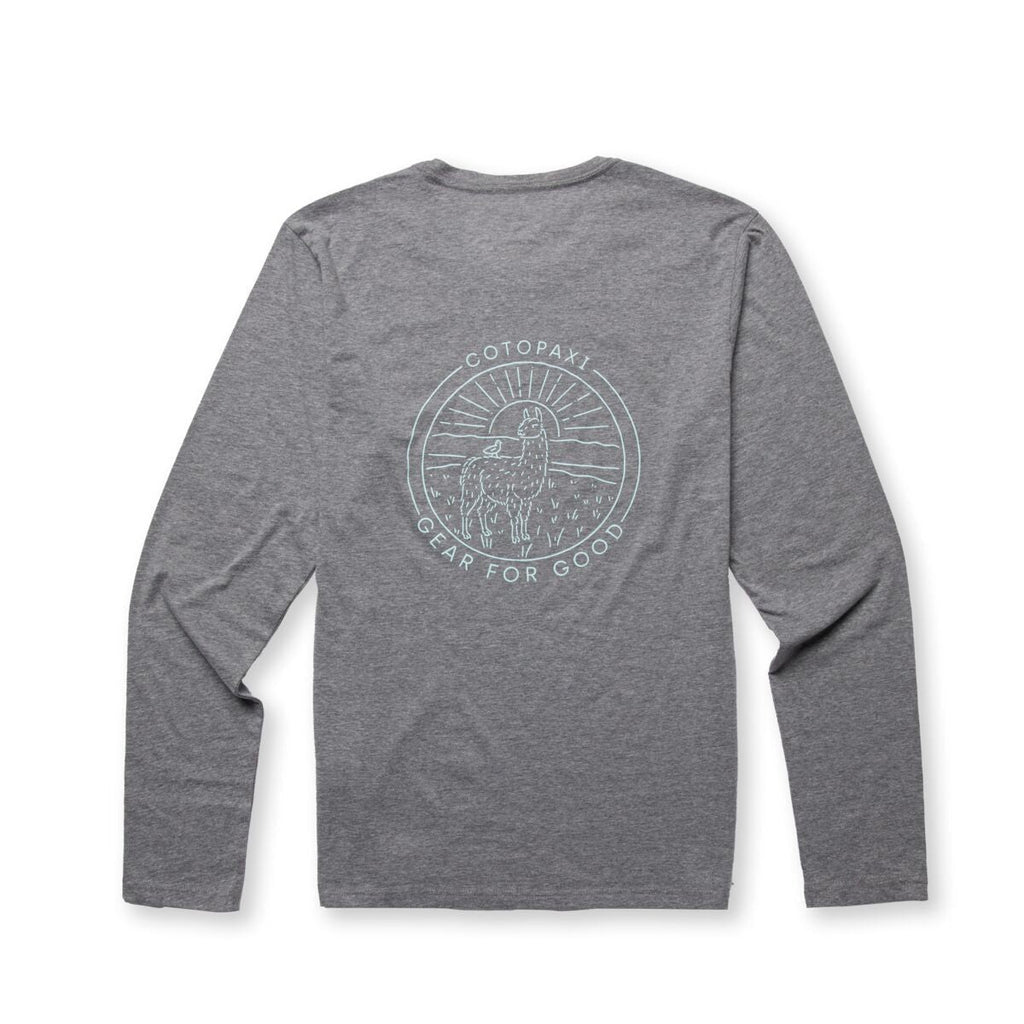 Hello Llama Long-Sleeve Organic T-Shirt - Men's, Heather Grey