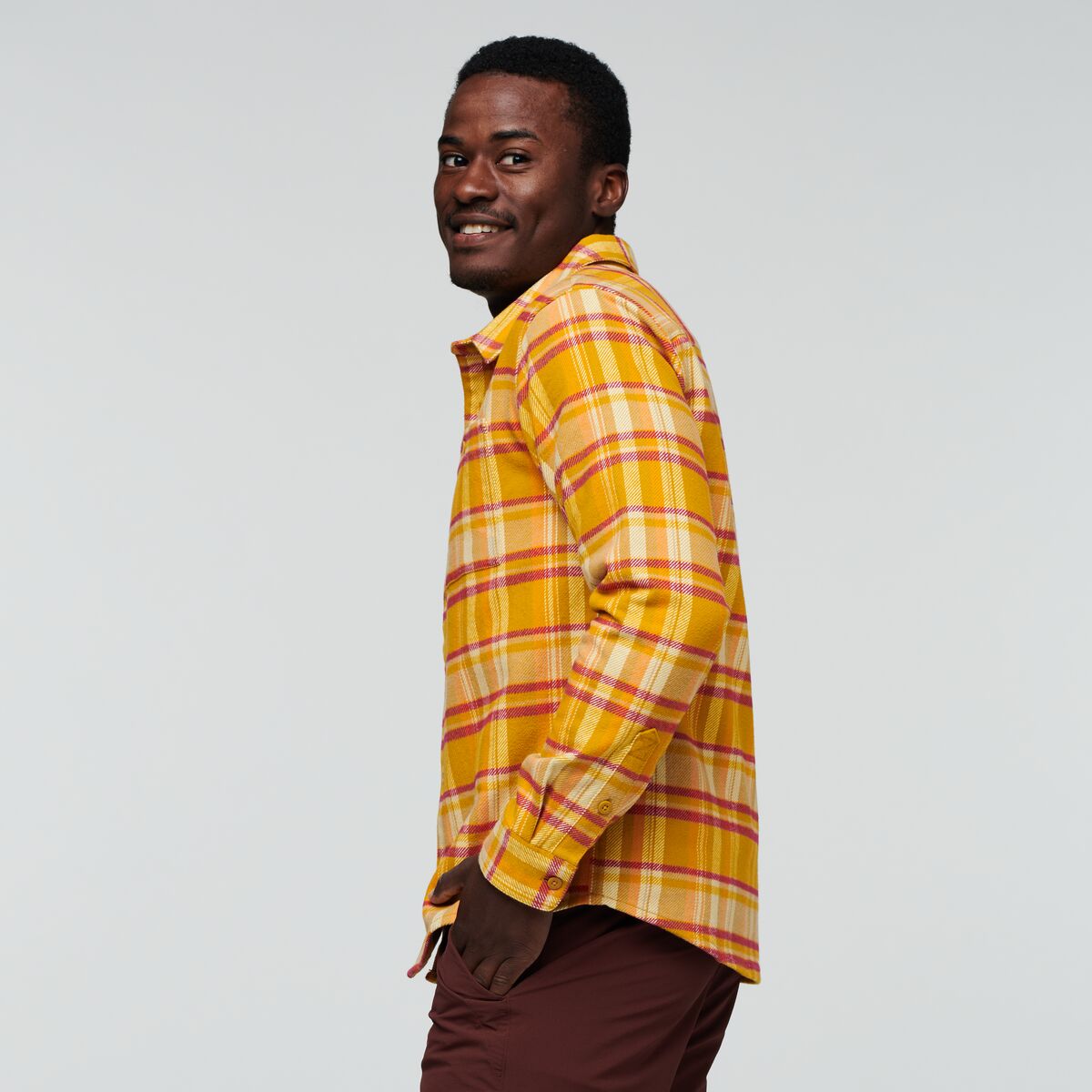 Mero Flannel Shirt - Men's, Amber Plaid, Model Jeremy