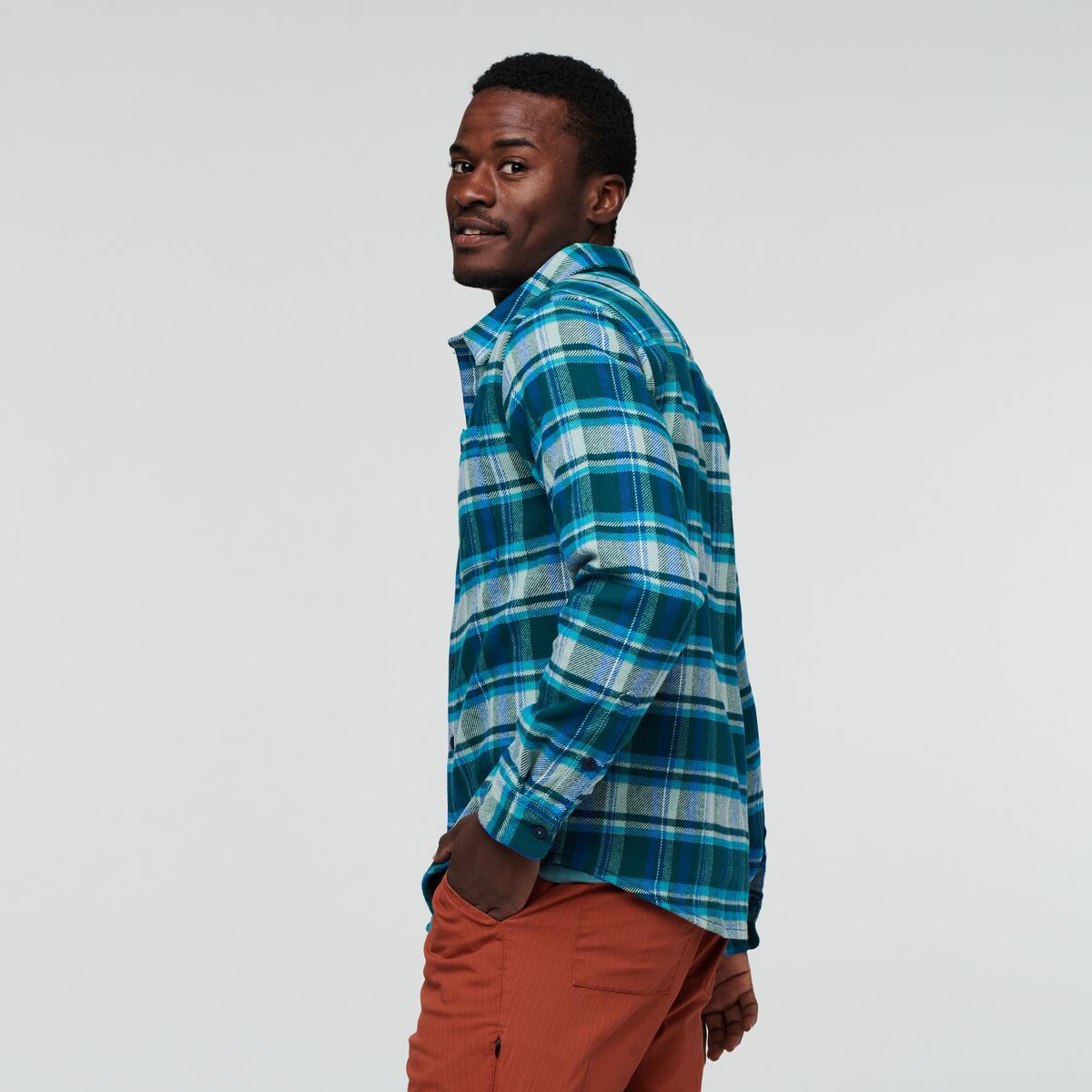 Mero Flannel Shirt - Men's, Deep Ocean Plaid, Model Jeremy