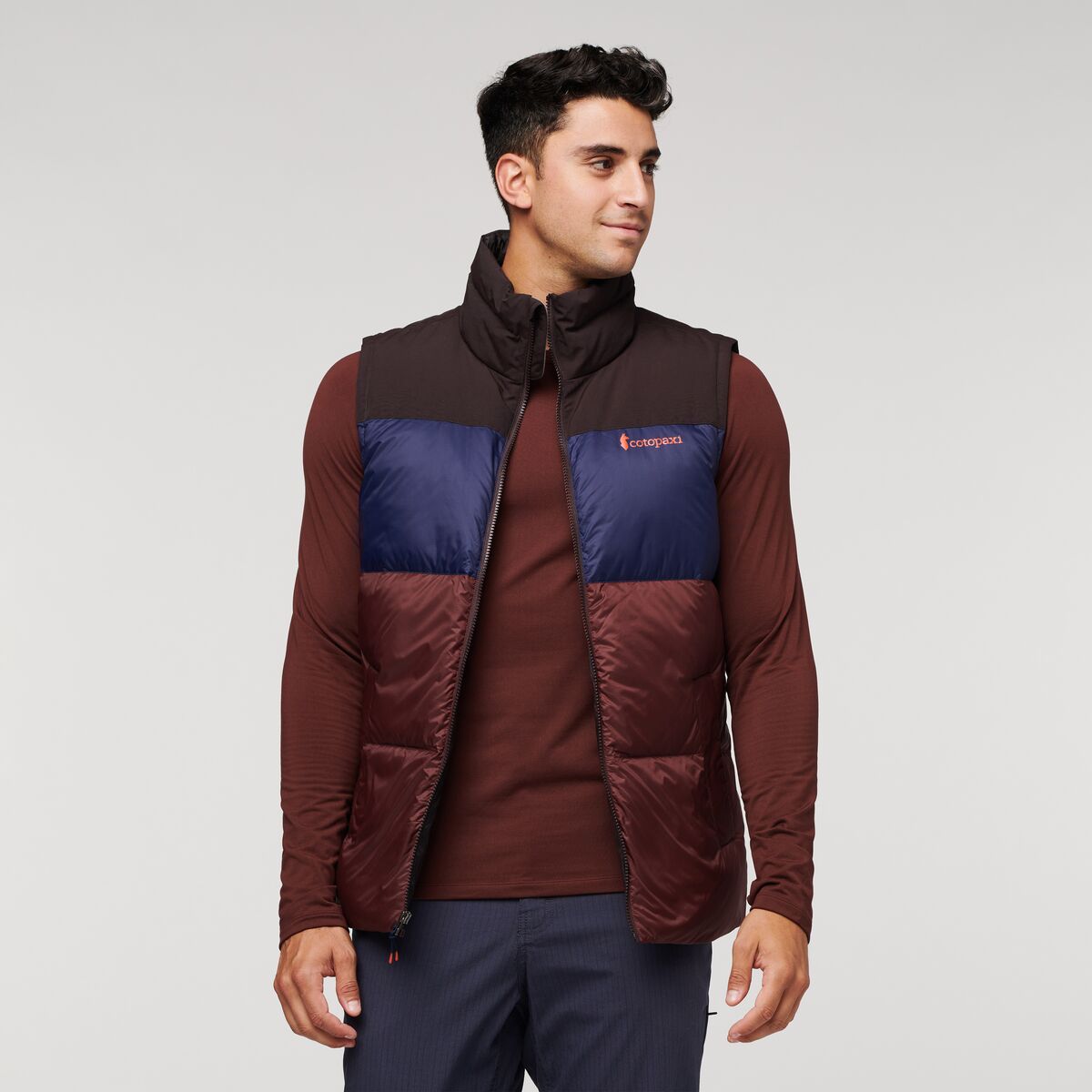 Solazo Down Vest - Men's, Cavern/Chestnut, Model Munther