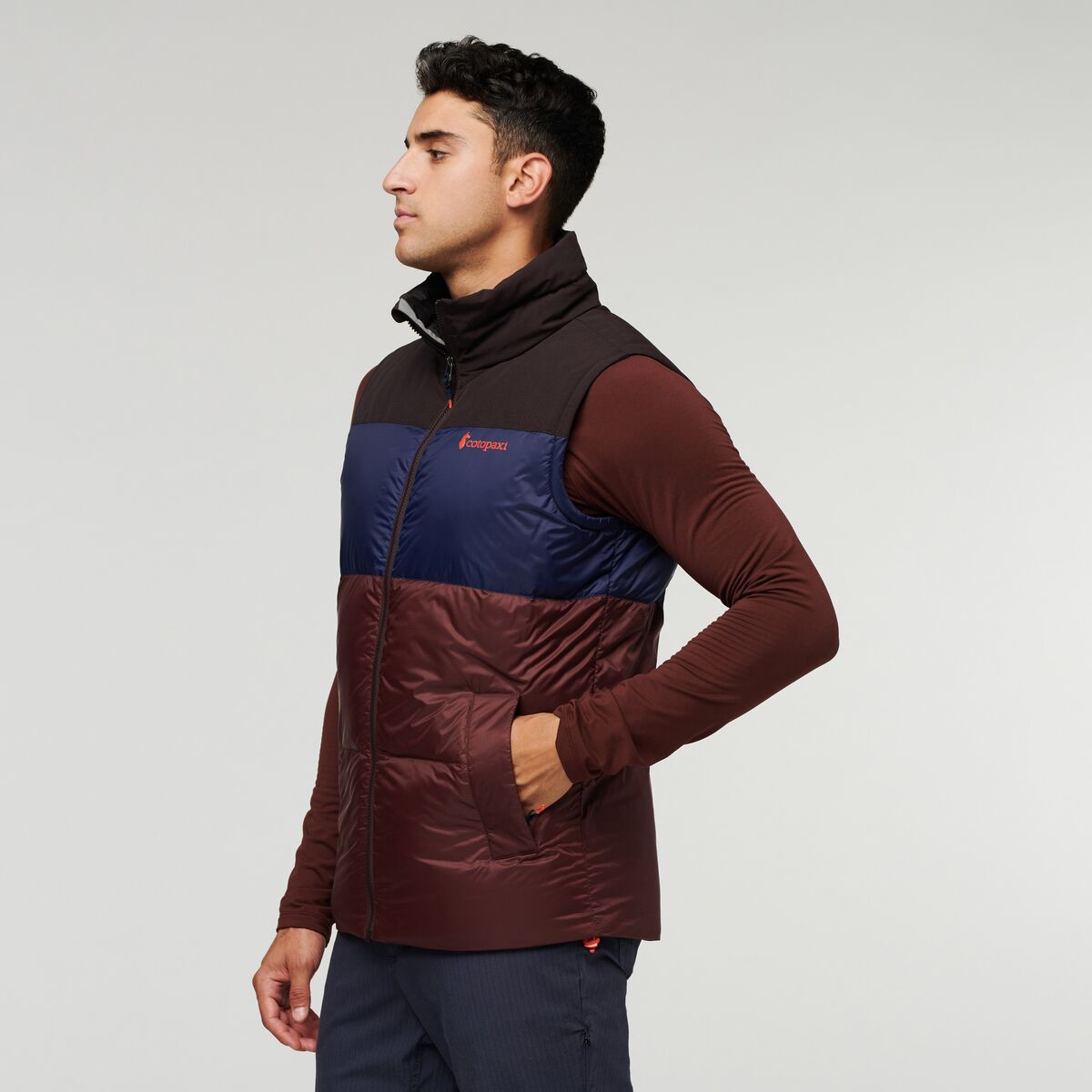 Solazo Down Vest - Men's, Cavern/Chestnut, Model Munther