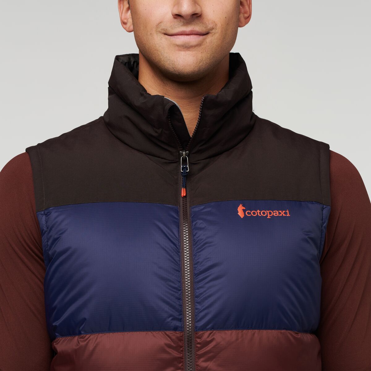 Solazo Down Vest - Men's, Cavern/Chestnut, Model Munther