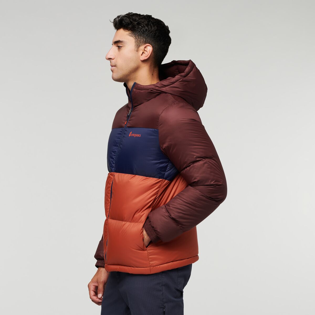 Solazo Hooded Down Jacket - Men's, Chestnut/Spice, Model Munther