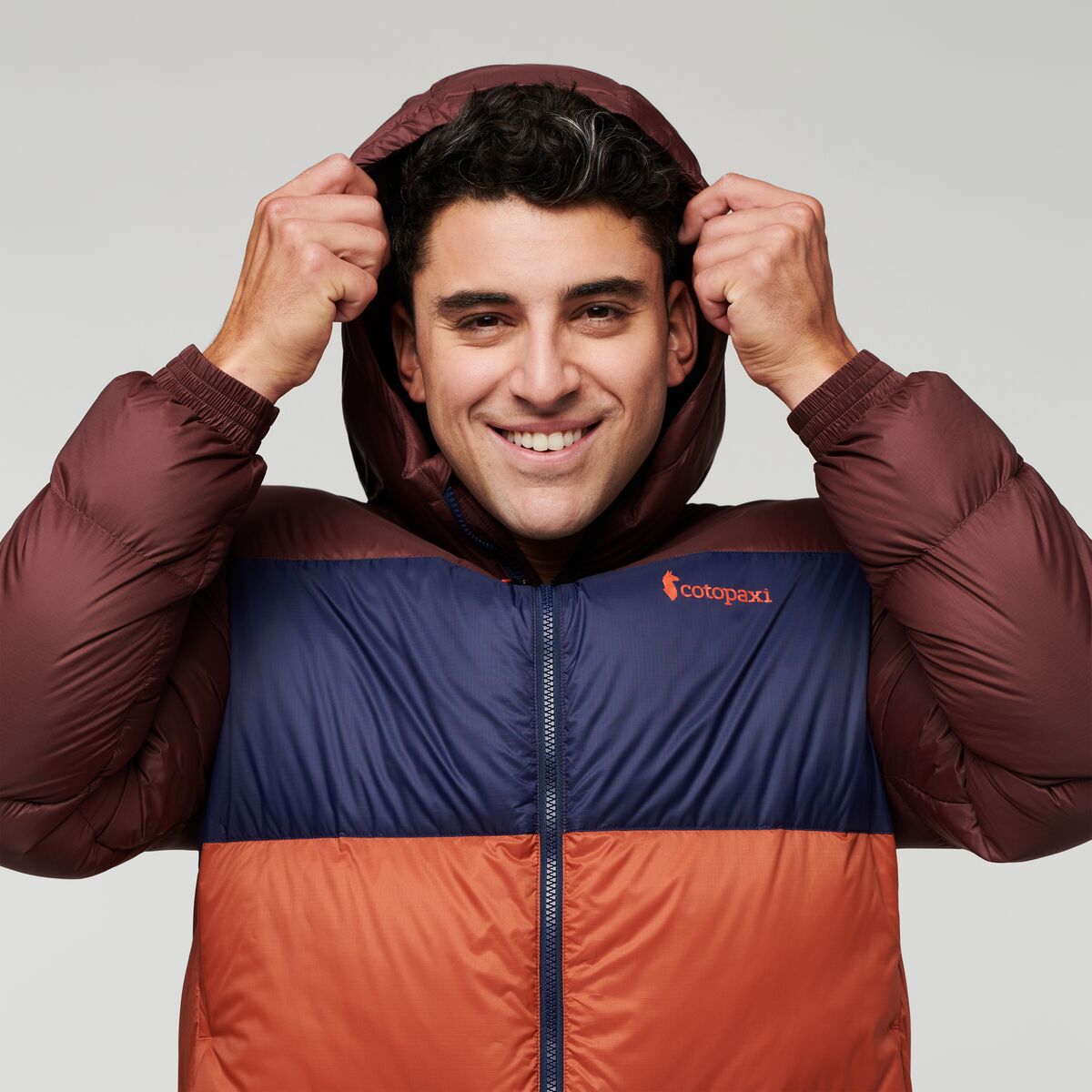 Solazo Hooded Down Jacket - Men's, Chestnut/Spice, Model Munther