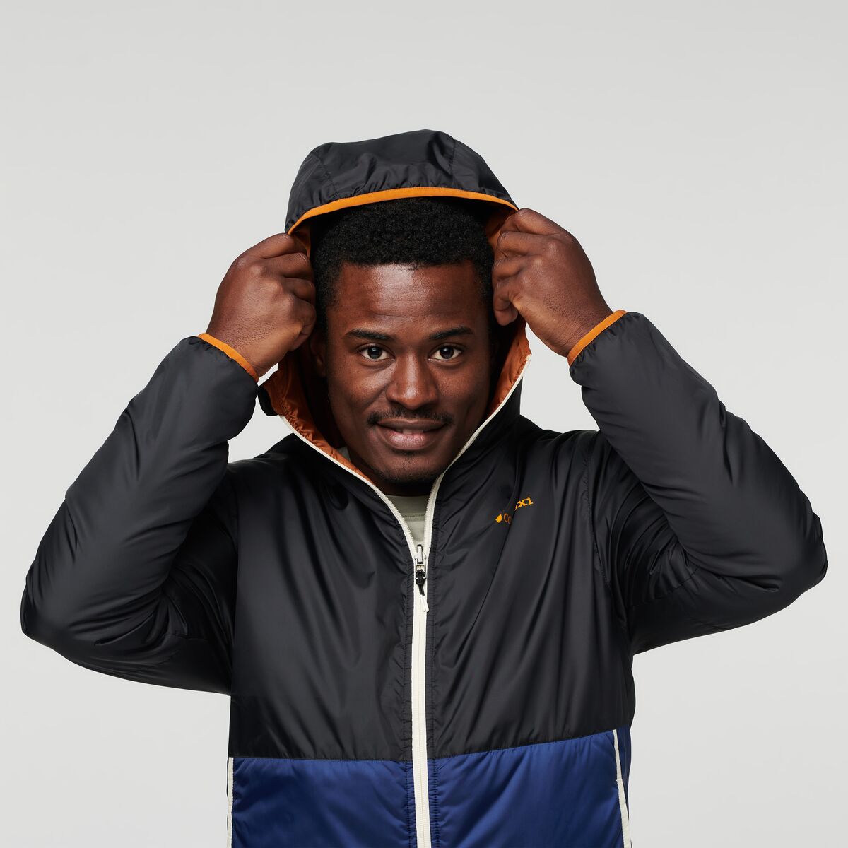 Teca Cálido Hooded Jacket - Men's, Space Station, Model Jeremy
