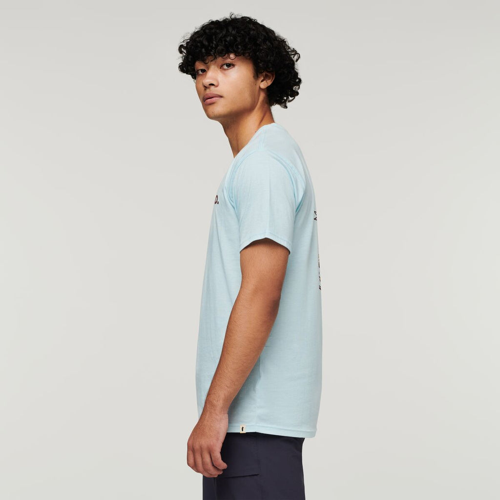 Wild West Organic T-Shirt - Men's, Ice, Model Xavier