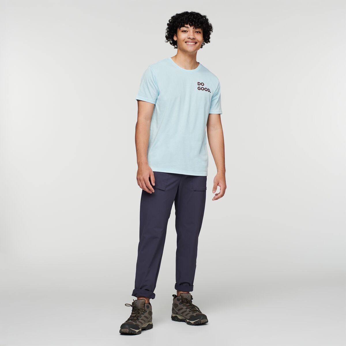 Wild West Organic T-Shirt - Men's, Ice, Model Xavier