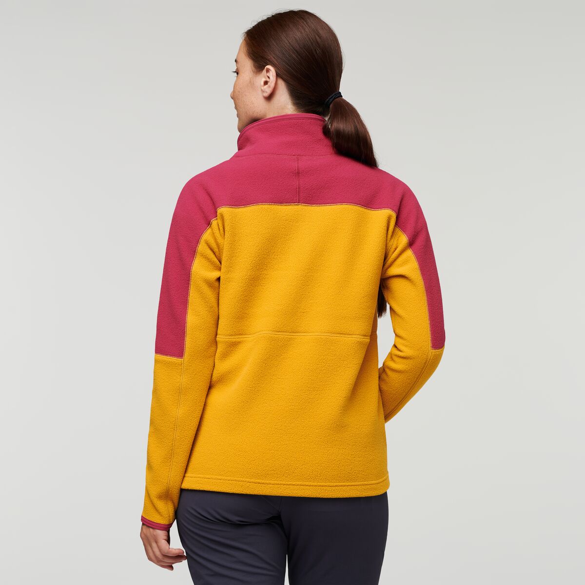 Abrazo Half-Zip Fleece Jacket - Women's, Raspberry/Amber, Model Aya
