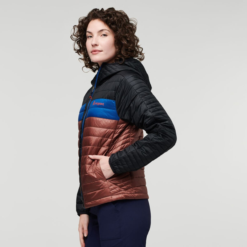 Capa Insulated Hooded Jacket - Women's, Black/Chestnut, Model Courtney