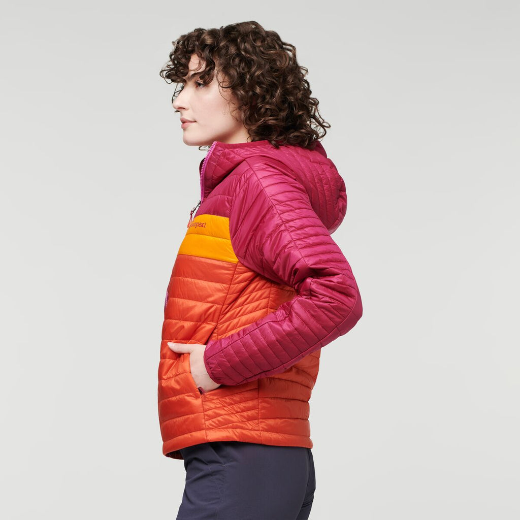 Capa Insulated Hooded Jacket - Women's, Raspberry/Canyon, Model Courtney