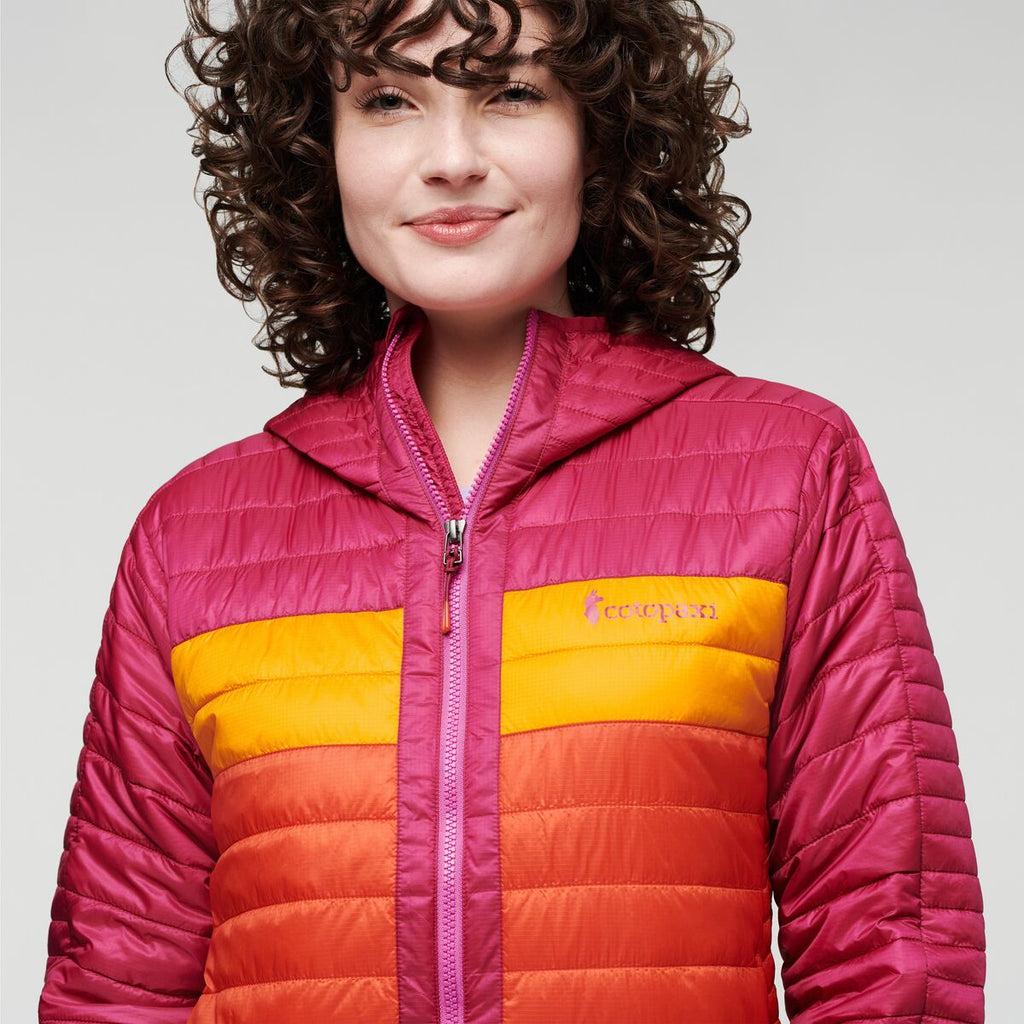 Capa Insulated Hooded Jacket - Women's, Raspberry/Canyon, Model Courtney
