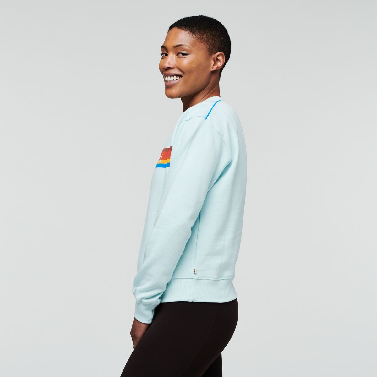 On The Horizon Organic Crew Sweatshirt - Women's, Ice, Model Callie