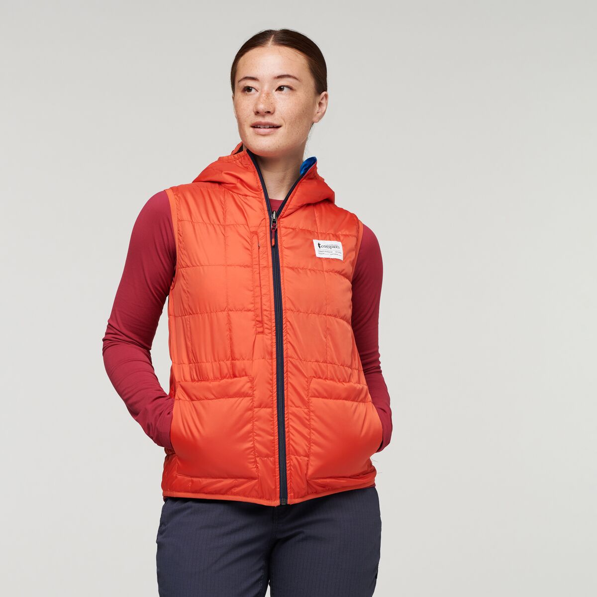 Teca Cálido Hooded Vest - Women's, Rocket Science, Model Aya