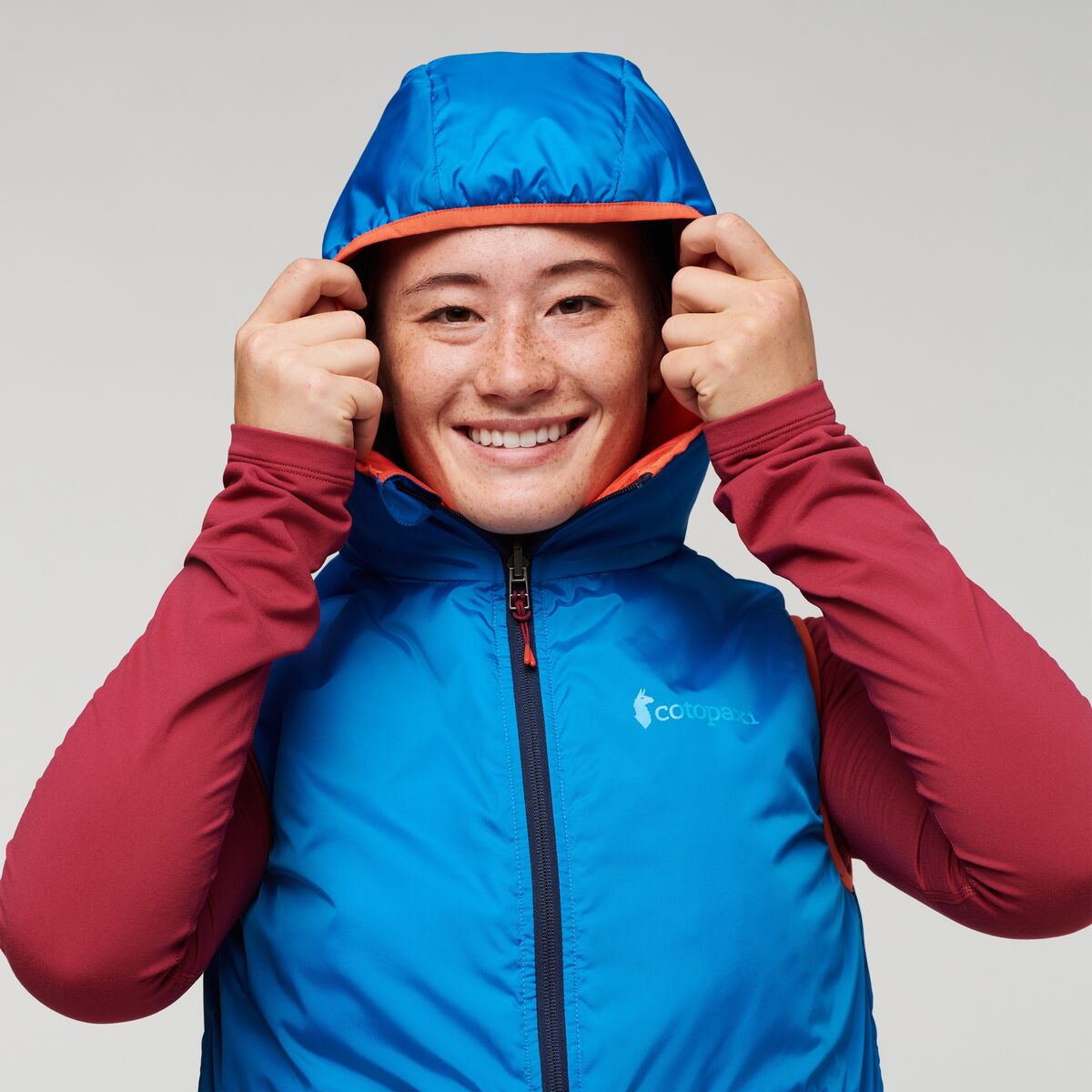 Teca Cálido Hooded Vest - Women's, Rocket Science, Model Aya