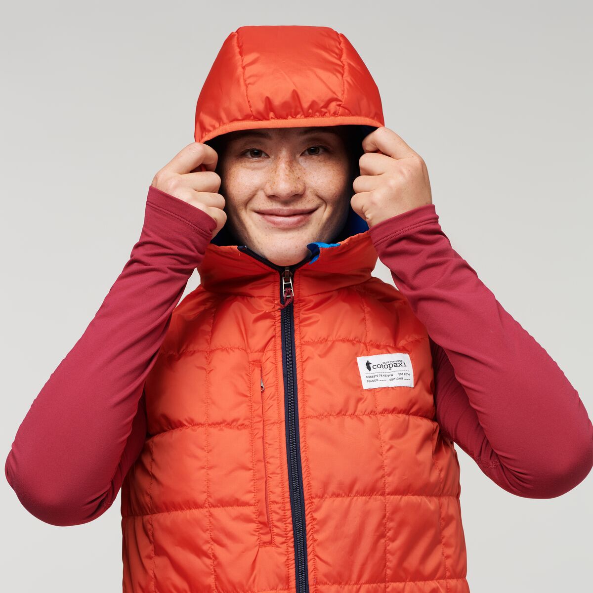 Teca Cálido Hooded Vest - Women's, Rocket Science, Model Aya
