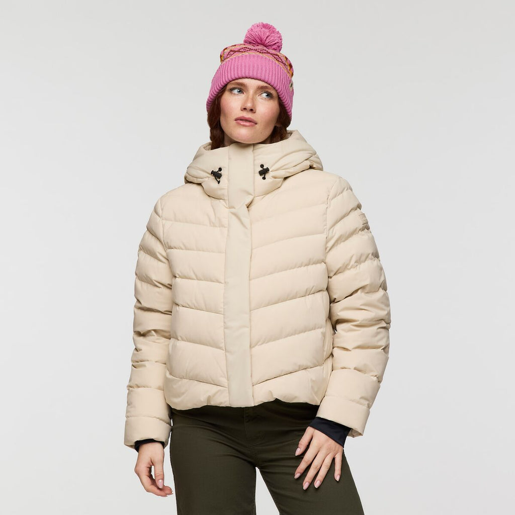 Alivio Down Jacket- Women's, Cream, Model Caitlyn