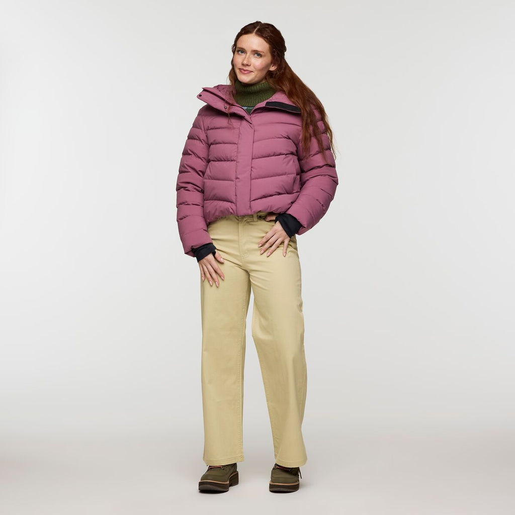 Alivio Down Jacket- Women's, Fig, Model Caitlyn