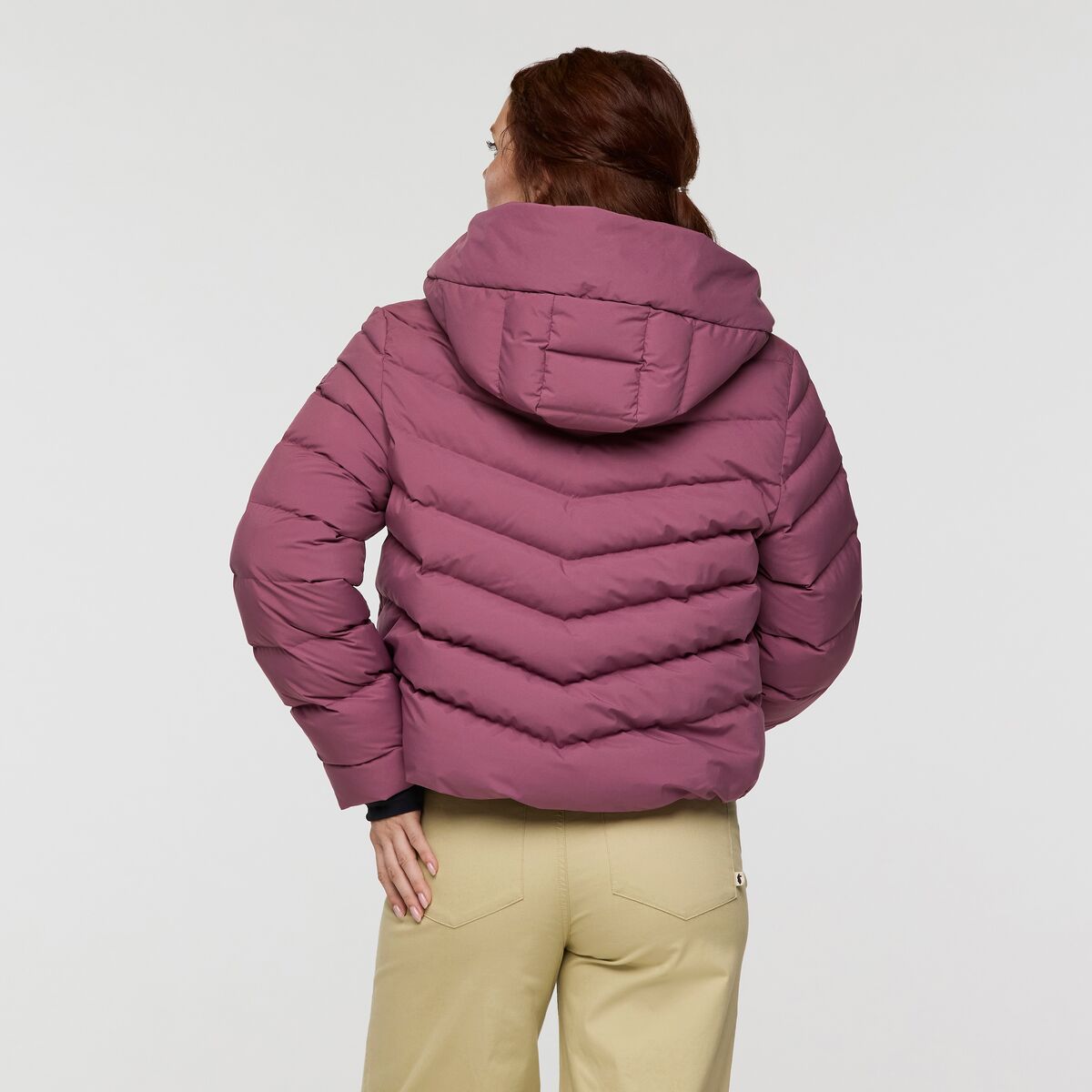 Alivio Down Jacket- Women's, Fig, Model Caitlyn