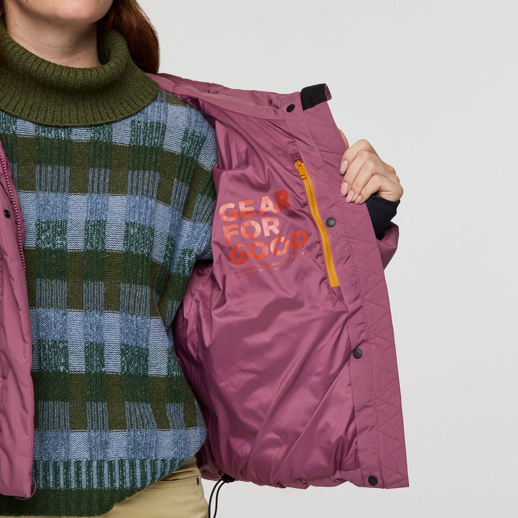 Alivio Down Jacket- Women's, Fig, Model Caitlyn