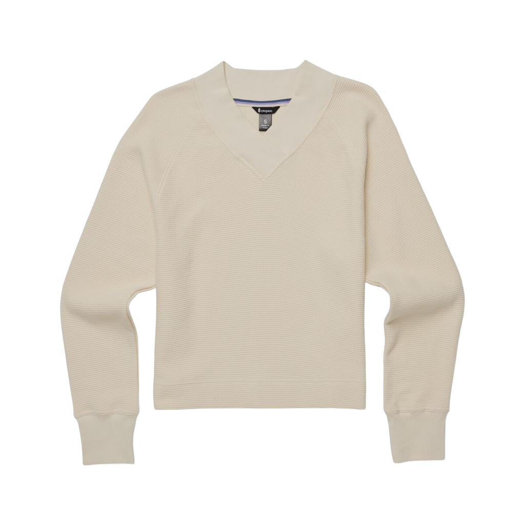 Atajo Long-Sleeve Waffle V-Neck - Women's, Cream, flatlay