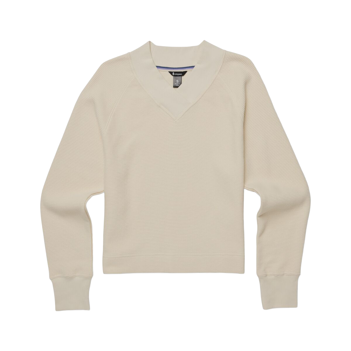 Atajo Long-Sleeve Waffle V-Neck - Women's, Cream, flatlay