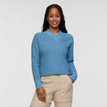 Atajo Long-Sleeve Waffle V-Neck - Women's, Fjord, Model Charlie