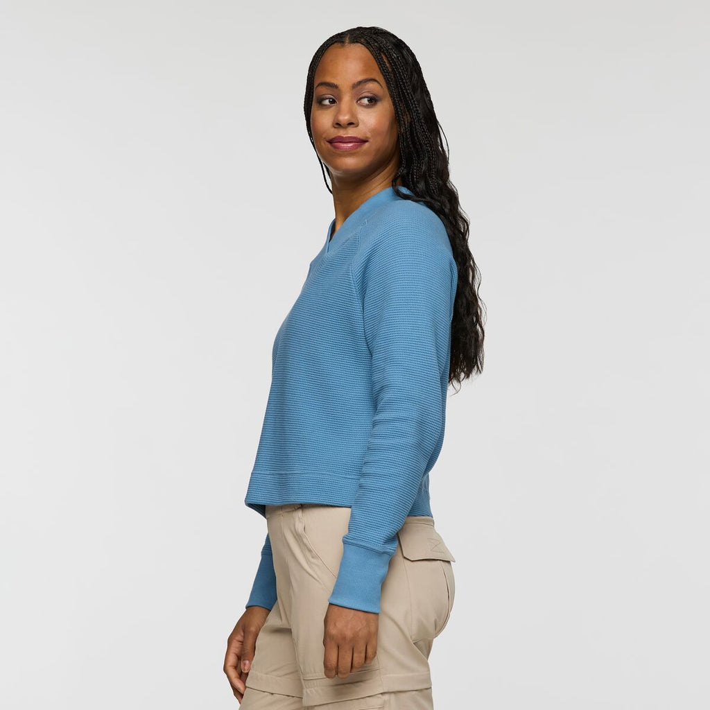 Atajo Long-Sleeve Waffle V-Neck - Women's, Fjord, Model Charlie
