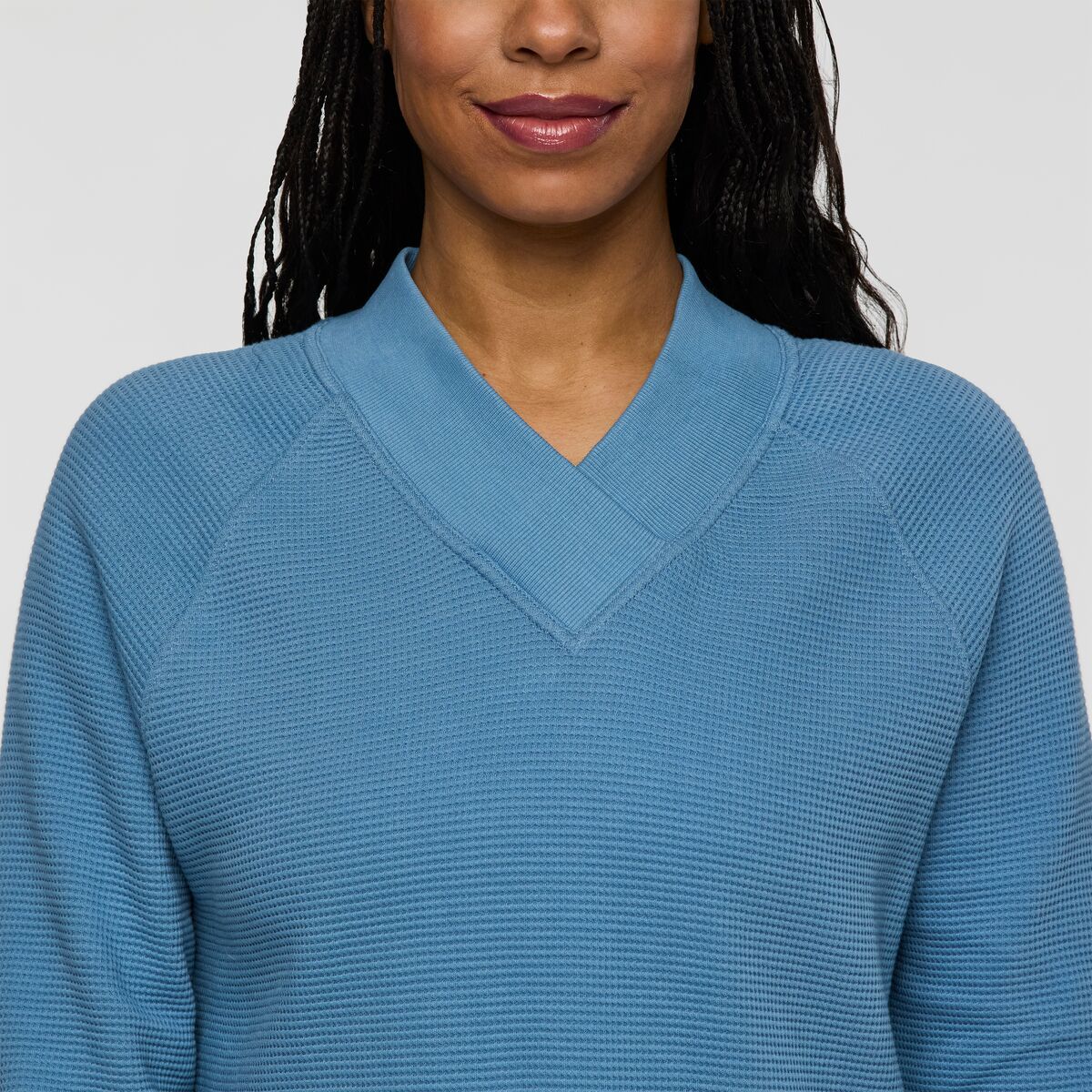Atajo Long-Sleeve Waffle V-Neck - Women's, Fjord, Model Charlie