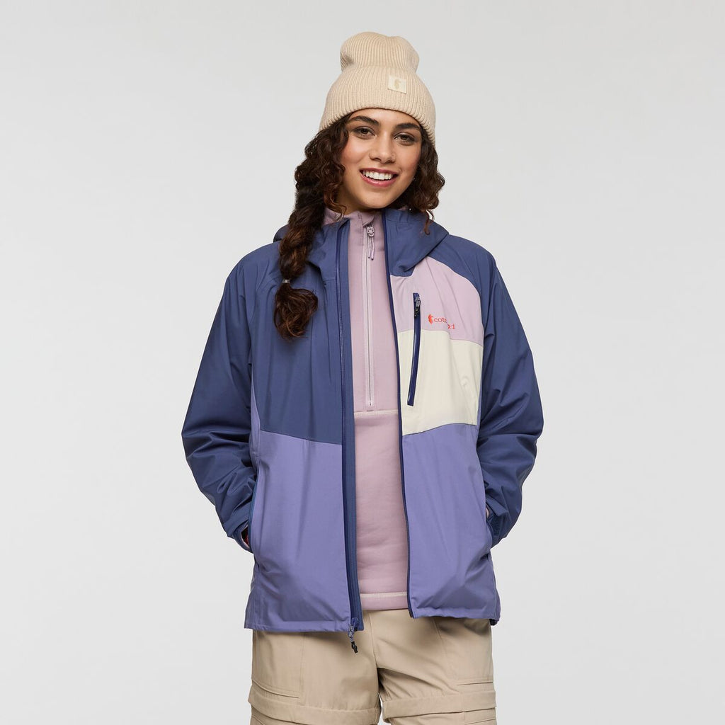 Impermeo 3L Hooded Shell Jacket - Women's, Dusk/Blue Smoke, Model Avery