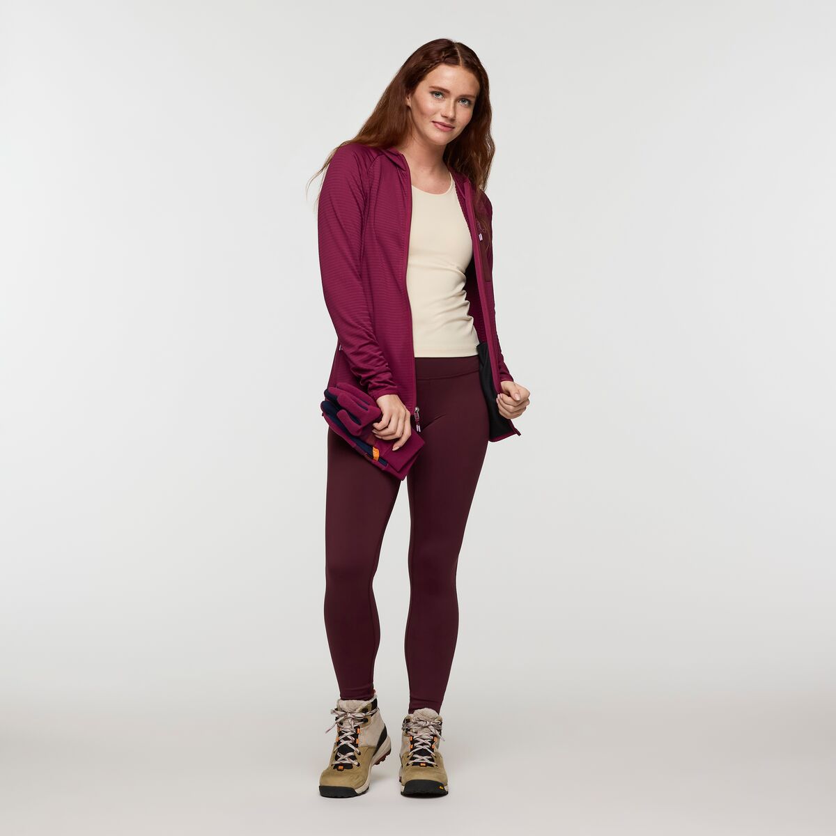Otero Fleece Full-Zip Hooded Jacket - Women's, Jam, Model Caitlyn