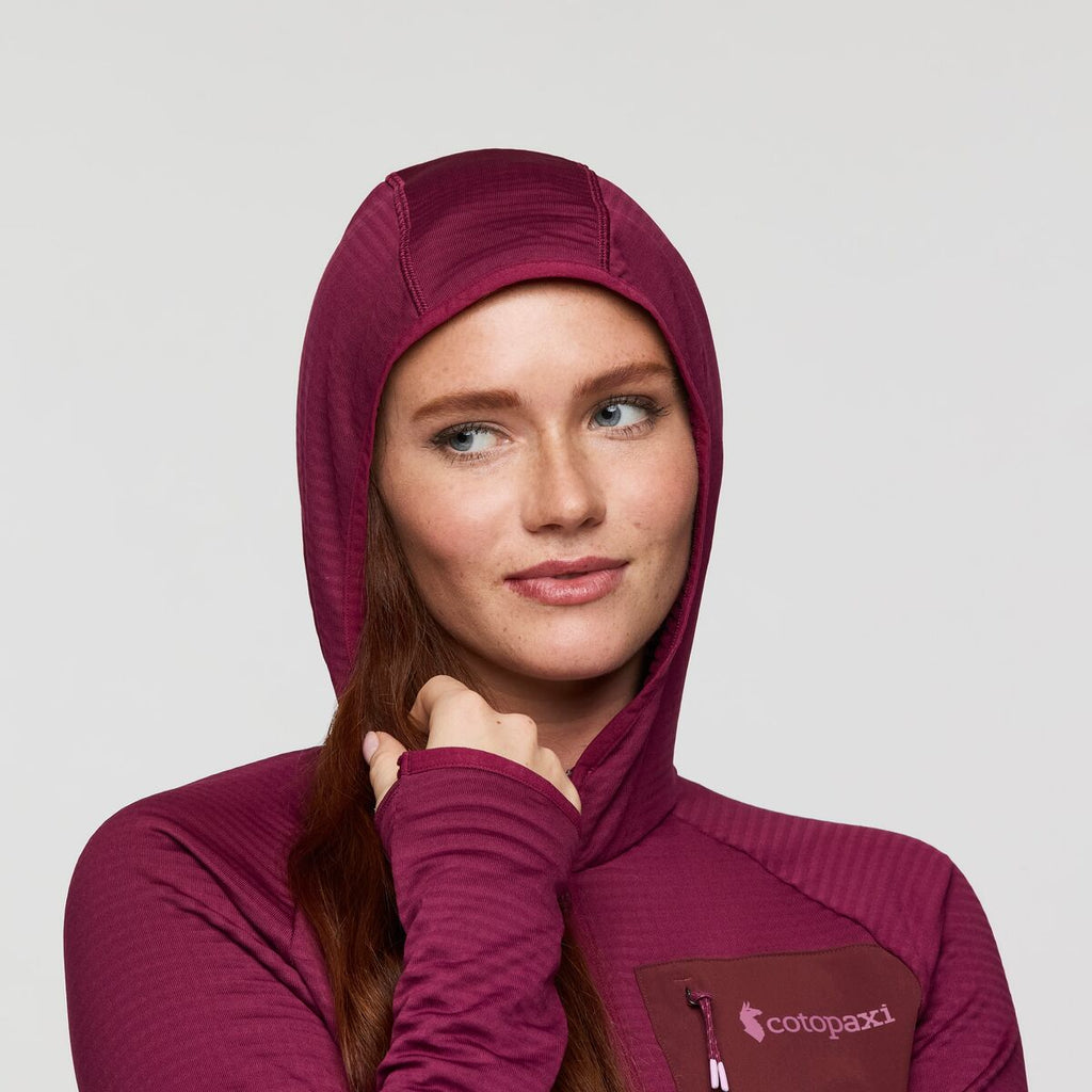 Otero Fleece Full-Zip Hooded Jacket - Women's, Jam, Model Caitlyn