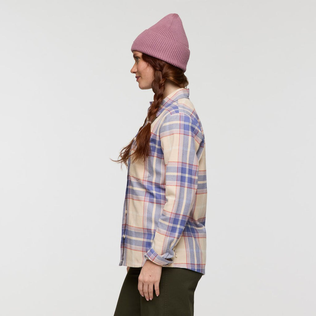 Quedo Flannel Shirt - Women's, Cream Plaid, Model Caitlyn
