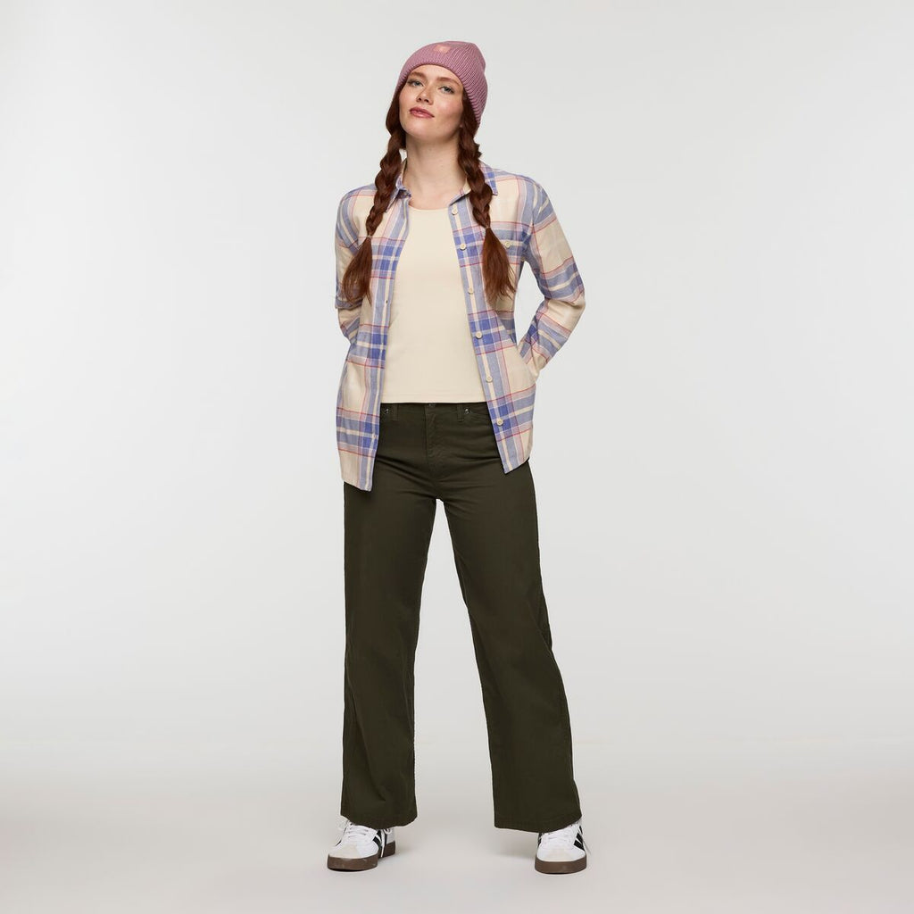 Quedo Flannel Shirt - Women's, Cream Plaid, Model Caitlyn