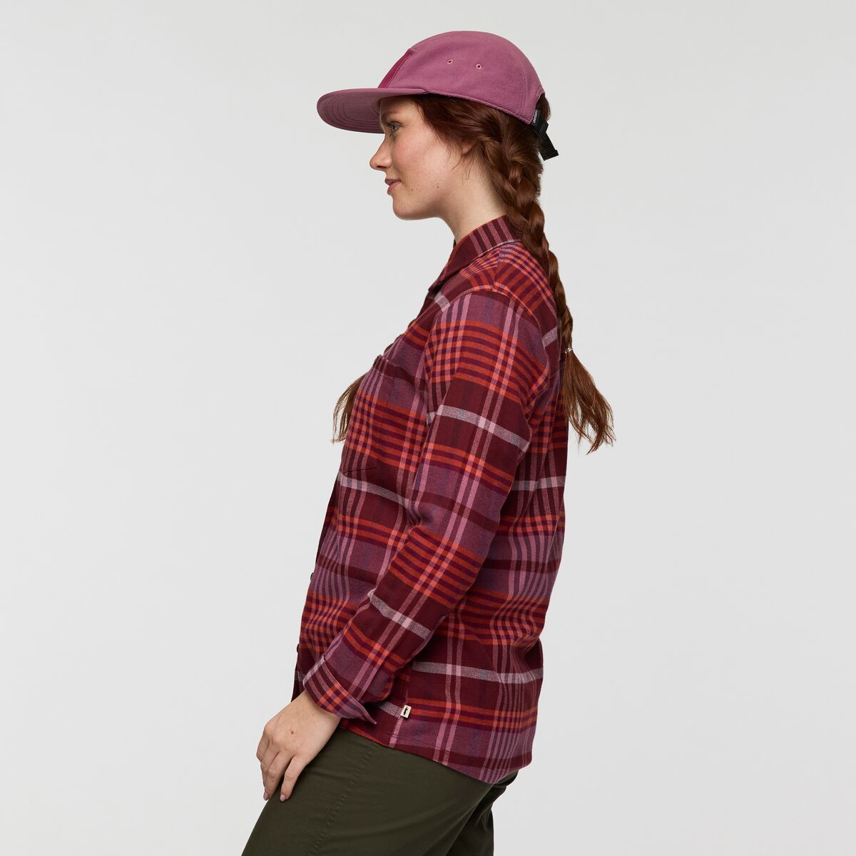 Quedo Flannel Shirt - Women's, Mulberry Plaid, Model Caitlyn