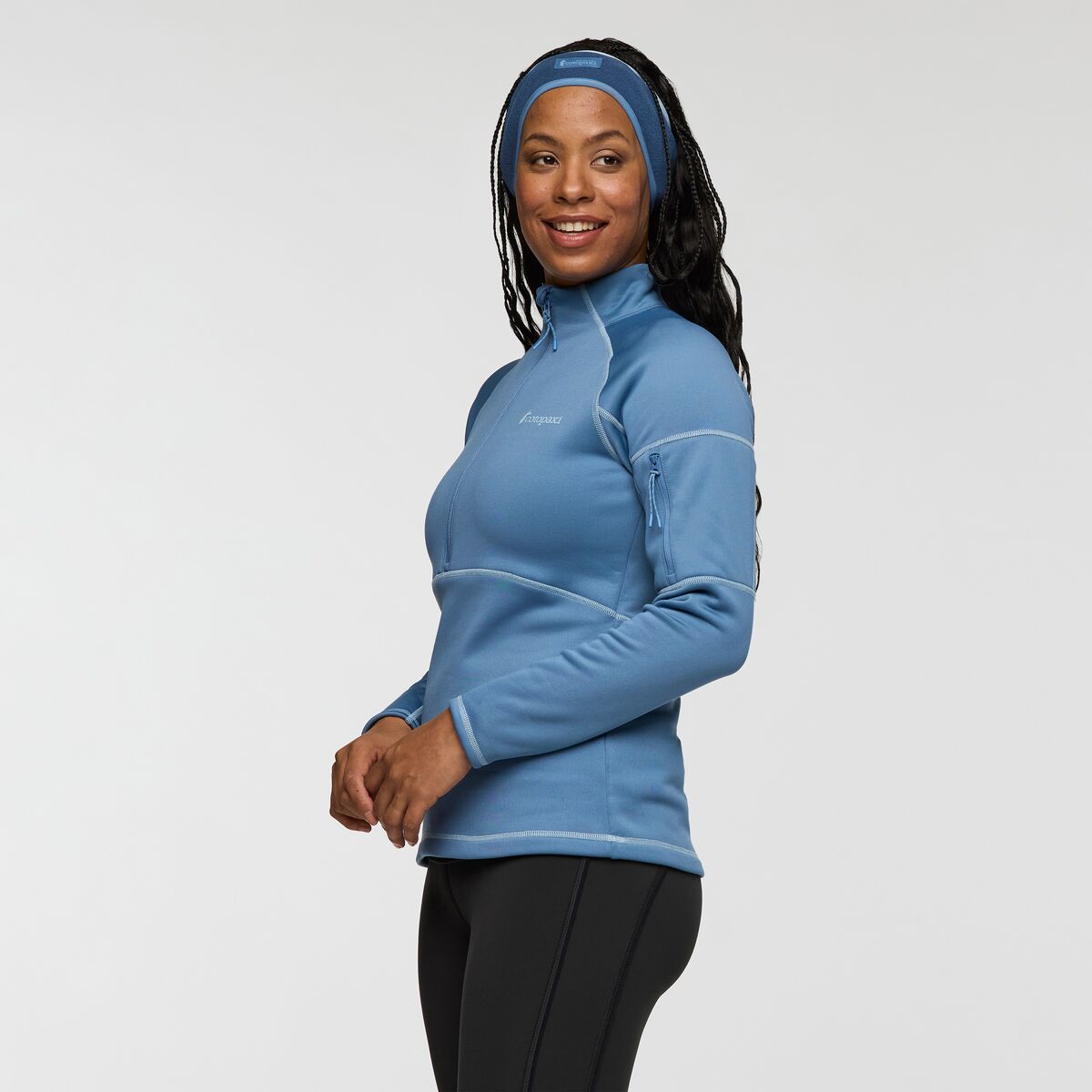 Tempa Fleece Half-Zip Pullover - Women's, Fjord, Model Charlie