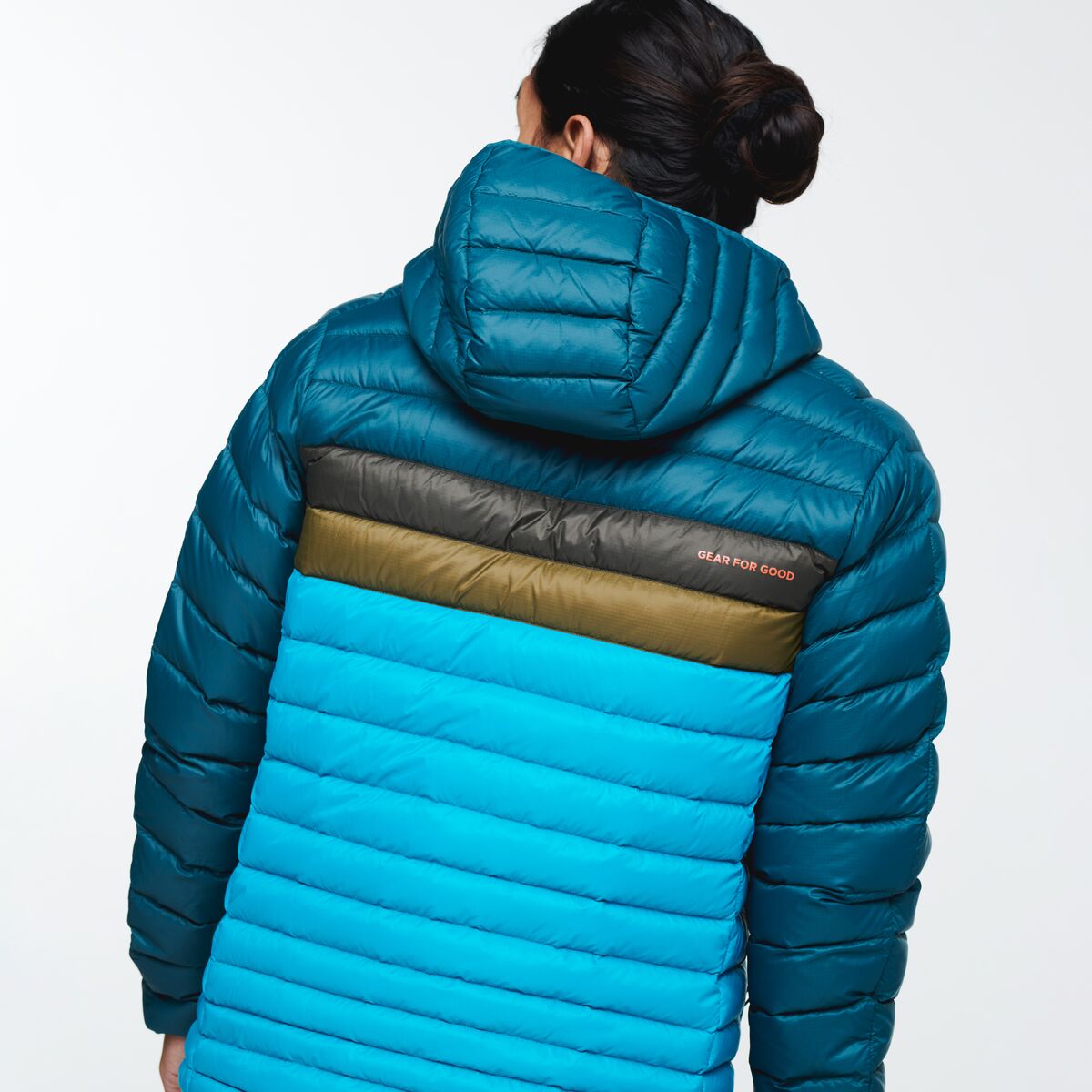 Fuego Hooded Down Jacket - Men's, Deep Ocean/Mineral Blue, Model Mario