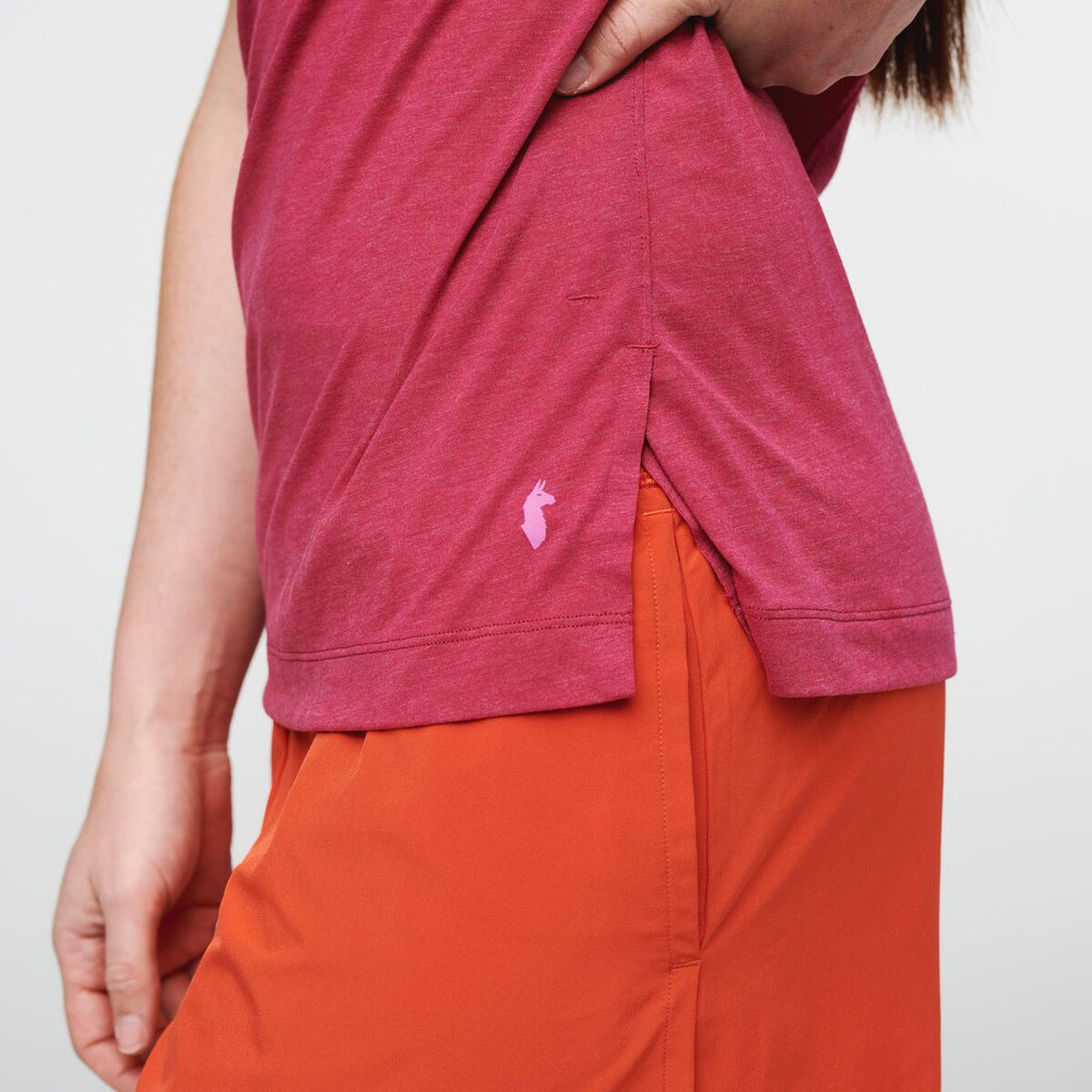 Paseo Travel T-Shirt - Women's, Raspberry, Model Aya