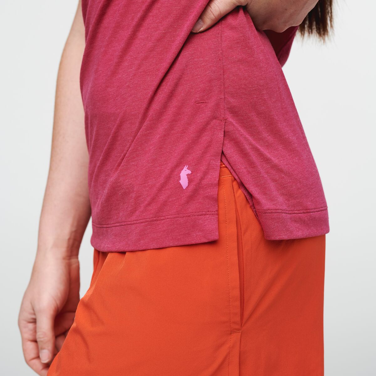 Paseo Travel T-Shirt - Women's, Raspberry, Model Aya
