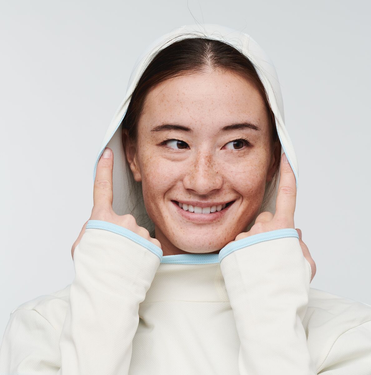Sombra Sun Hoodie - Women's, Bone, Model Aya