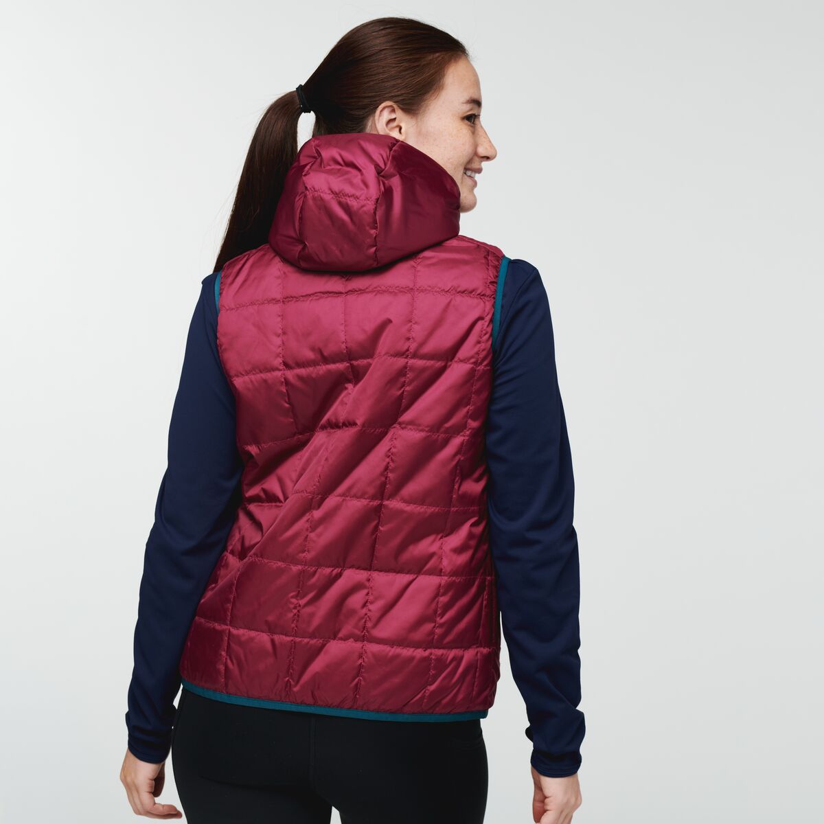 Teca Cálido Hooded Vest - Women's, Run Run, Model Aya